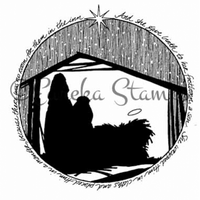 Manger Silhouette Round Rubber Stamp  7102M