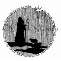 Shepherd Silhouette Round Rubber Stamp  7203M