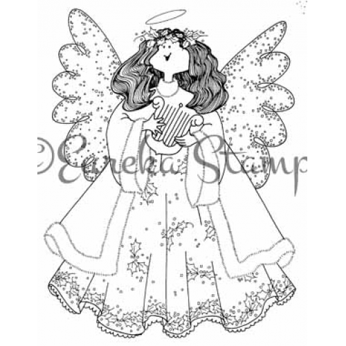 Christmas Angel Art Rubber Stamp   ES 7707N