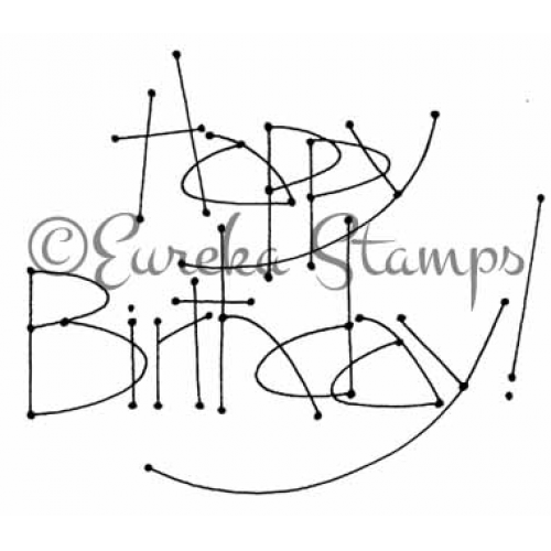 Happy Birthday Art Rubber Stamp  ES 7801K