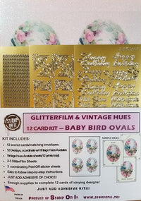 GlitterFilm & Vintage Hues 12 Card Kit Baby Bird Ovals