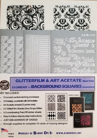 Background Squares GlitterFilm & Art Acetate Black Print Kit