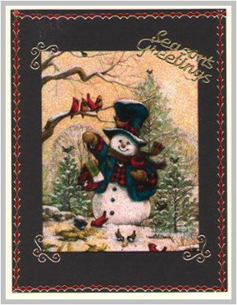 GlitterFilm & Vintage Hues 12 Card Kit Birdkeeper Snowman