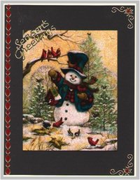 GlitterFilm & Vintage Hues 12 Card Kit Birdkeeper Snowman