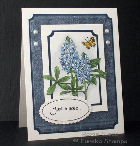 Butterfly and Bluebonnet Art Rubber Stamp  ES 21201L