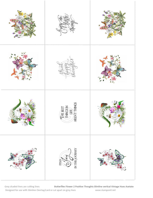 Butterflies Flower 2 Positive Thoughts, Slimline Vintage Hue Acetate