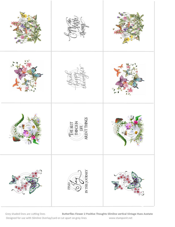 Butterflies Flower 2 Positive Thoughts, Slimline Vintage Hue Acetate