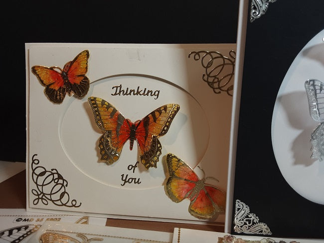 Double Embossed Butterfly Sticker and Moondust  8 Card Kit