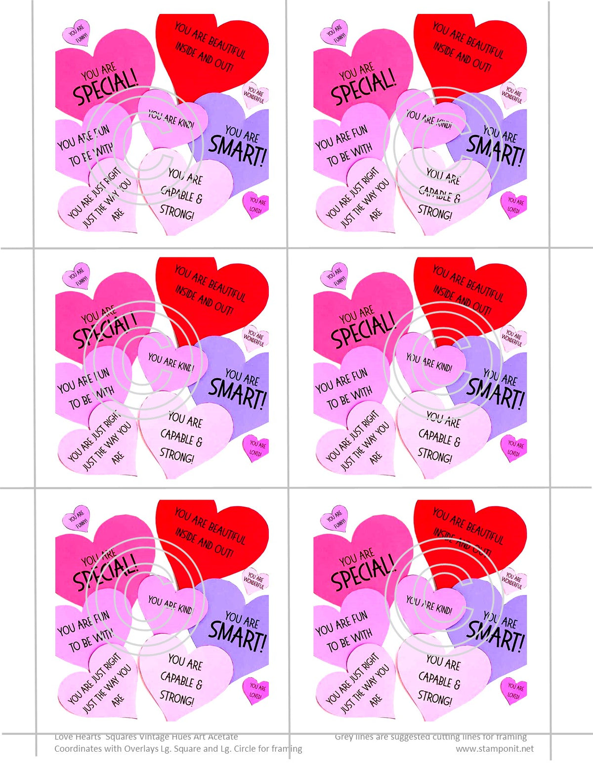 Candy Hearts Squares, Vintage Hue Acetate