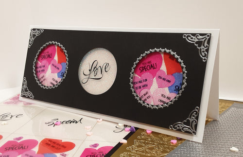 GlitterFilm & Vintage Hues 12 Slimline Card Kit Candy Hearts Love