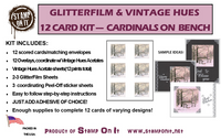GlitterFilm & Vintage Hues 12 Card Kit Cardinals on Bench