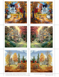 Country Cottages Squares Vintage Hues Acetate