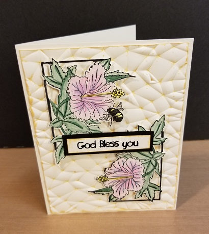 Hibiscus & Bee Art Rubber Stamp  ES 21001K