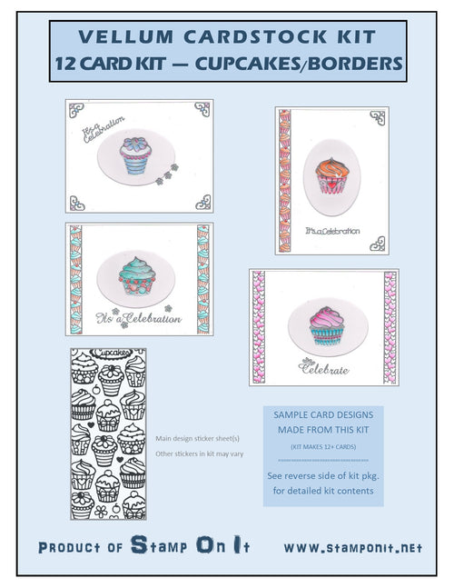 Vellum Cardstock 12 Card Kit Cupcakes