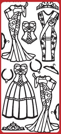 Fashion Dresses 3 Outline Sticker   DD8503