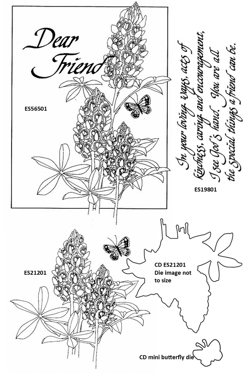 Dear Friend Butterfly and Bluebonnet Framed Stamp Kit  ES-56501KIT