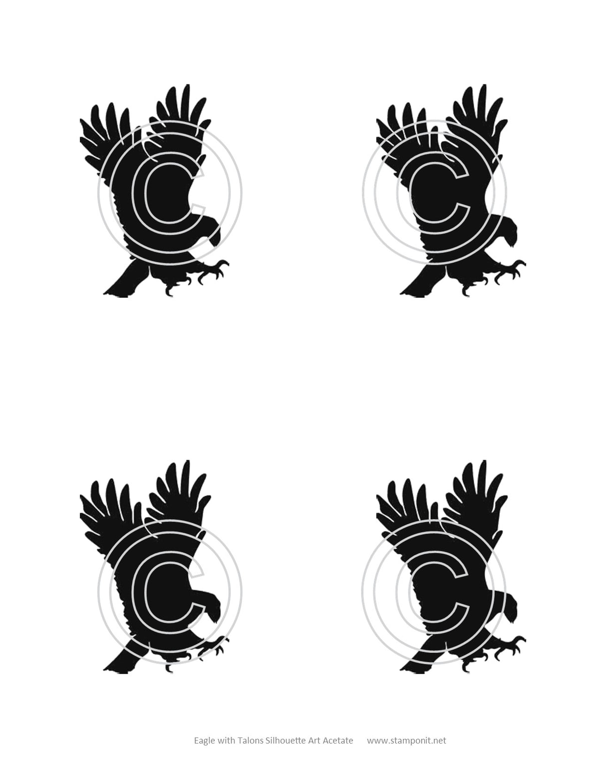 Eagle with Talons Art Acetate Silhouette