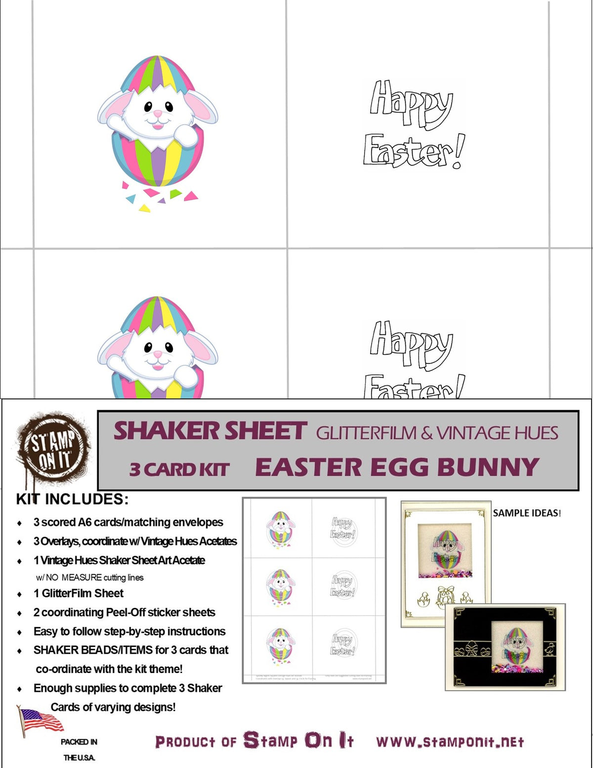 GlitterFilm & Vintage Hues Shaker Card Kit Easter Egg Bunny