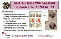 GlitterFilm & Vintage Hues 12 Card Kit Floral 13 Squares