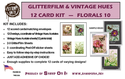 GlitterFilm & Vintage Hues 12 Card Kit Floral 10