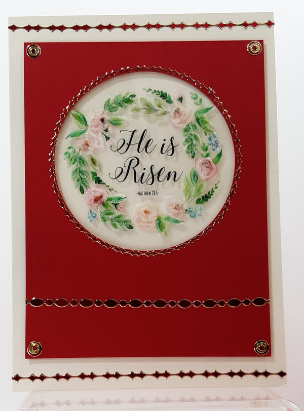 He Is Risen Wreath Squares, Vintage Hue Acetate