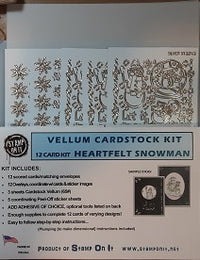 Vellum Cardstock Heartfelt Snowman 12 Card Kit
