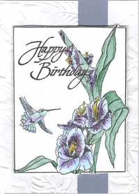 Hummer Birthday Framed Gladiola Art Rubber Stamp  ES 56401T