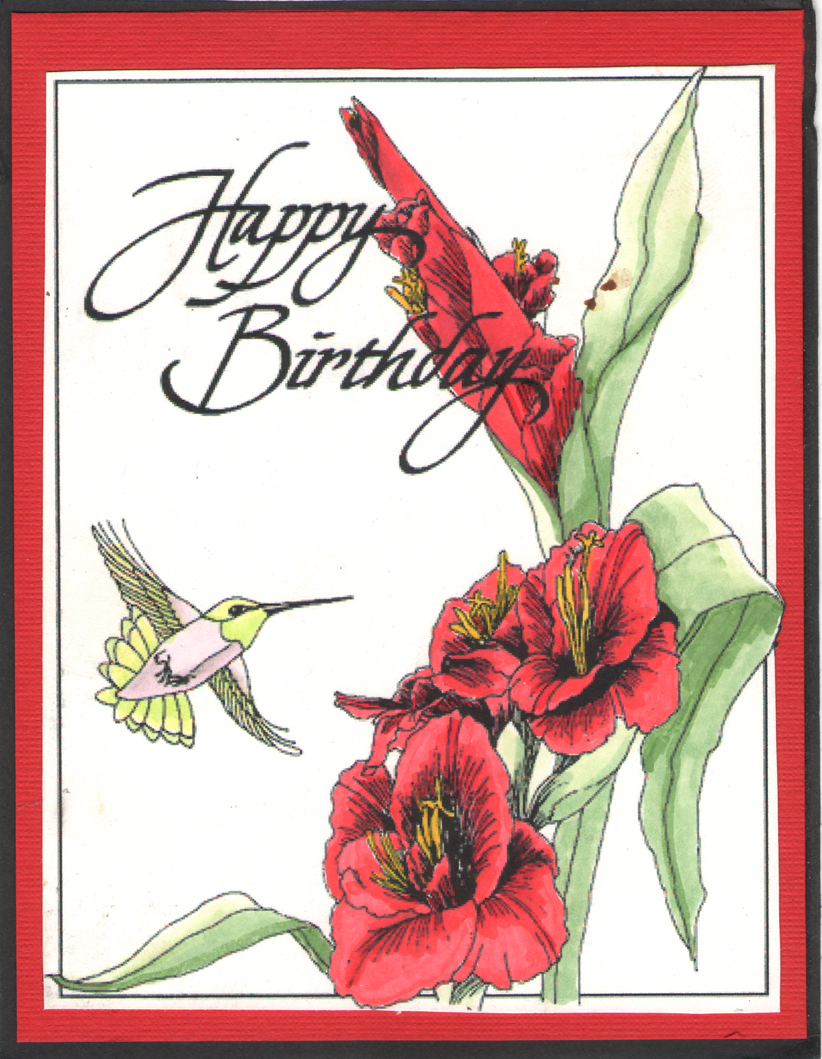 Hummer Birthday Framed Gladiola Stamp Kit  ES-56401KIT