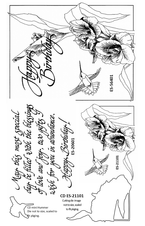 Hummer Birthday Framed Gladiola Stamp Kit  ES-56401KIT