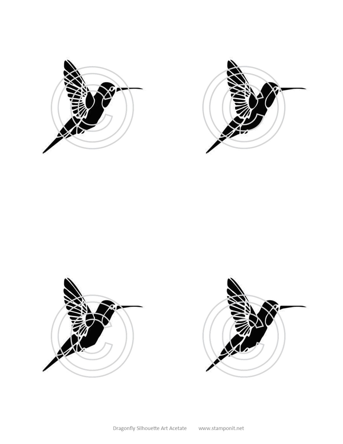 Hummingbird Art Acetate Silhouette