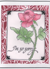 I'm So Sorry Rose Framed Art Rubber Stamp  ES-56001T