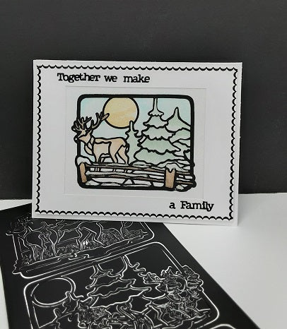 Landscape and Deer Sleigh Outline Sticker  DD7051