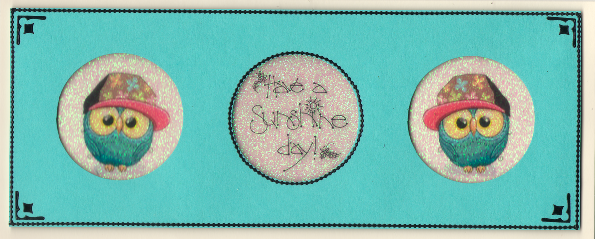 GlitterFilm & Vintage Hues 12 Slimline Card Kit Little Hoots 2 "Sunshine" Greeting