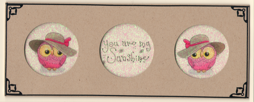 GlitterFilm & Vintage Hues 12 Slimline Card Kit Little Hoots 2 "Sunshine" Greeting