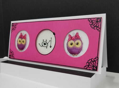 Little Hoots 1 Slimline "Hi" Greetings Vintage Hues Acetate