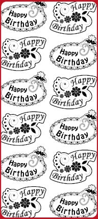 Sticker, Double Embossed Birthday (labels)  352404