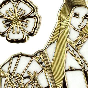 Sticker, Double Embossed Geisha  356221