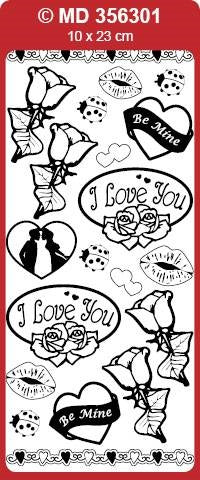Sticker, Double Embossed Love Roses  356301
