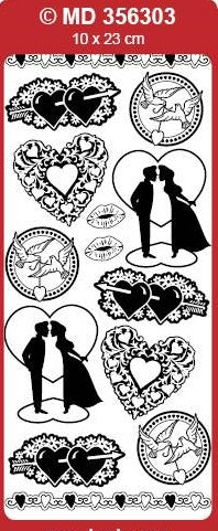 Sticker, Double Embossed Love Silhouettes  356303