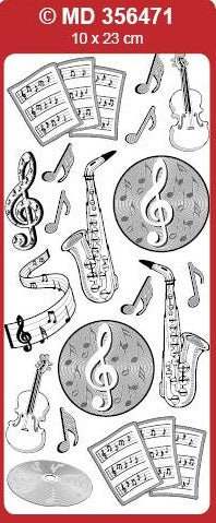 Sticker, Double Embossed Music Saxophone  356471