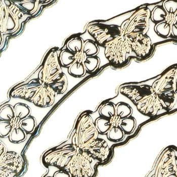 Sticker, Double Embossed Butterfly Blossom Border-Circle Frame  356522