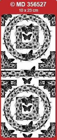 Sticker, Double Embossed Corner Blossom-Butterfly  356527