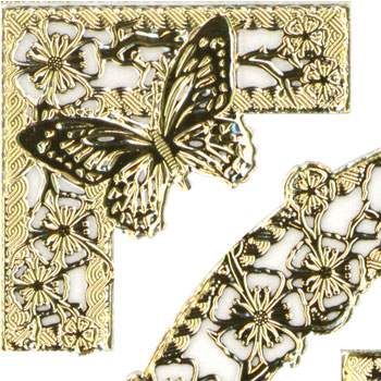 Sticker, Double Embossed Corner Blossom-Butterfly  356527