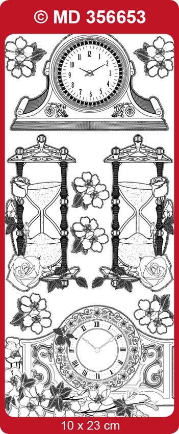 Sticker, Double Embossed Clocks-flowers  356653