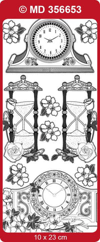 Sticker, Double Embossed Clocks-flowers  356653