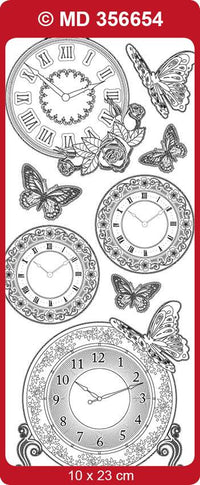Sticker, Double Embossed Clocks-butterflies  356654
