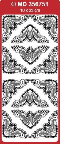 Sticker, Double Embossed Corners Feathers  356751