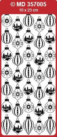 Sticker, Double Embossed Christmas Baubles small  357005