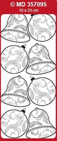 Sticker, Double Embossed Christmas Bells and Ornaments  357095