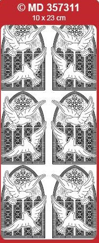 Sticker, Double Embossed Church Window Doves  357311